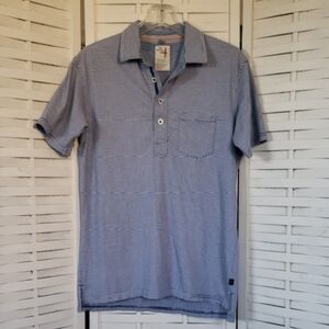 Relwen Men's Blue Striped Polo Shirt